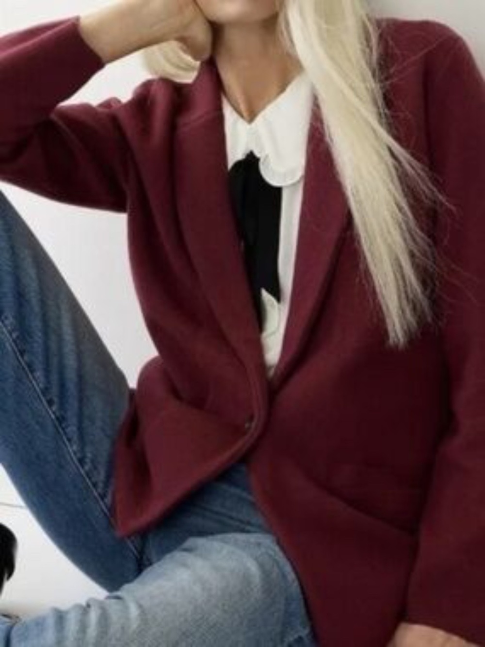 J Crew Burgandy Knit Blazer